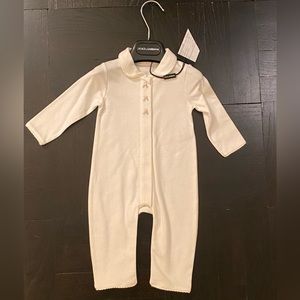 Authentic DOLCE & GABBANA Girls White Flower Onesie - Size 3-6 Months